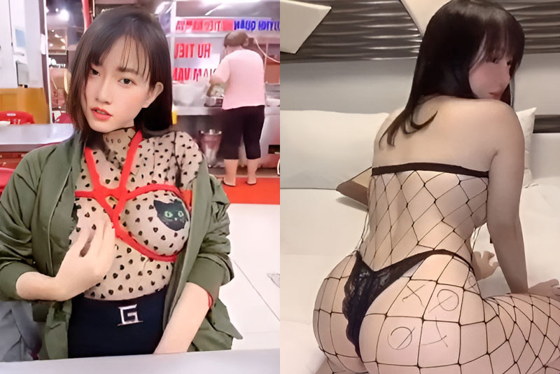 女孩很漂亮，喜欢在公共场合炫耀自己的商品